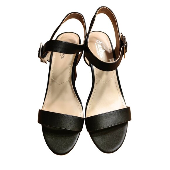 Charles David Women's Lindy Cork Wedge Black Strap Buckle Sandals Size 8.5 M - Picture 3 of 5